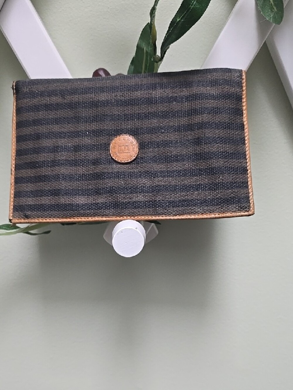 Rare Vintage Fendi Pequin Stripe Bi Fold Wallet